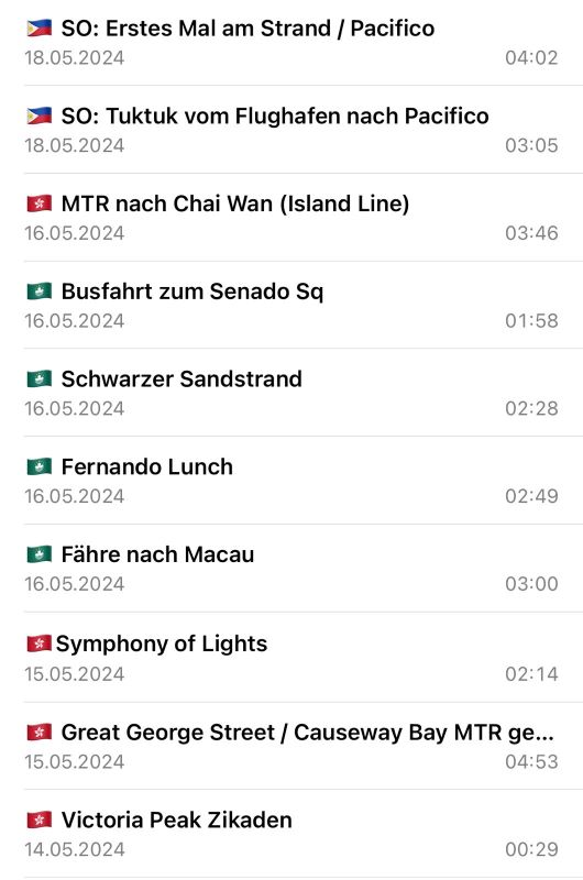 Voice memos showing different recordings