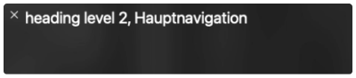 VoiceOver displays "heading level 2, main navigation" in German language