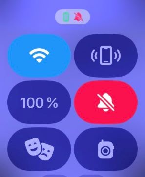 Control Center shows that my watch is in silent mode and that WiFi is connected.